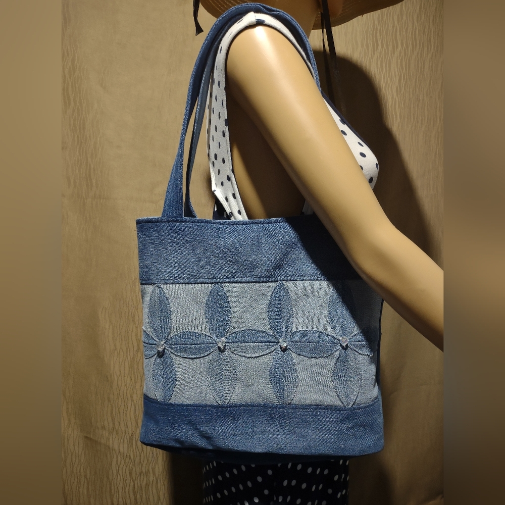 Handmade Upcycled Denim Tote Bag 1 - Picture 5 of 5